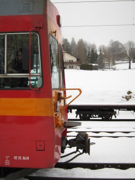 Waiting train at La Cure, Switzerland